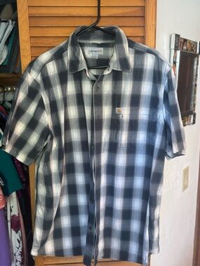 Carhartt Black & White Plaid Short-Sleeve Button-Up Shirt